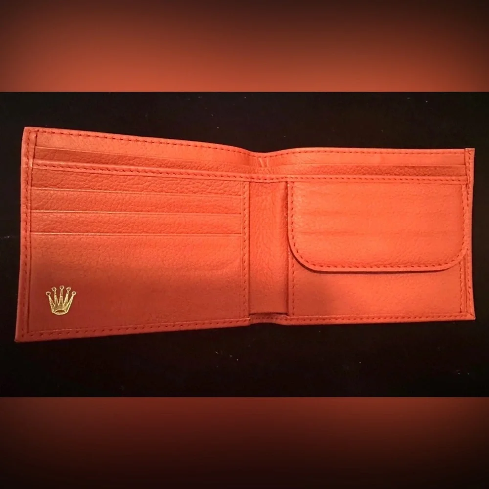 Rolex Red Leather Wallet with Gold Emblem